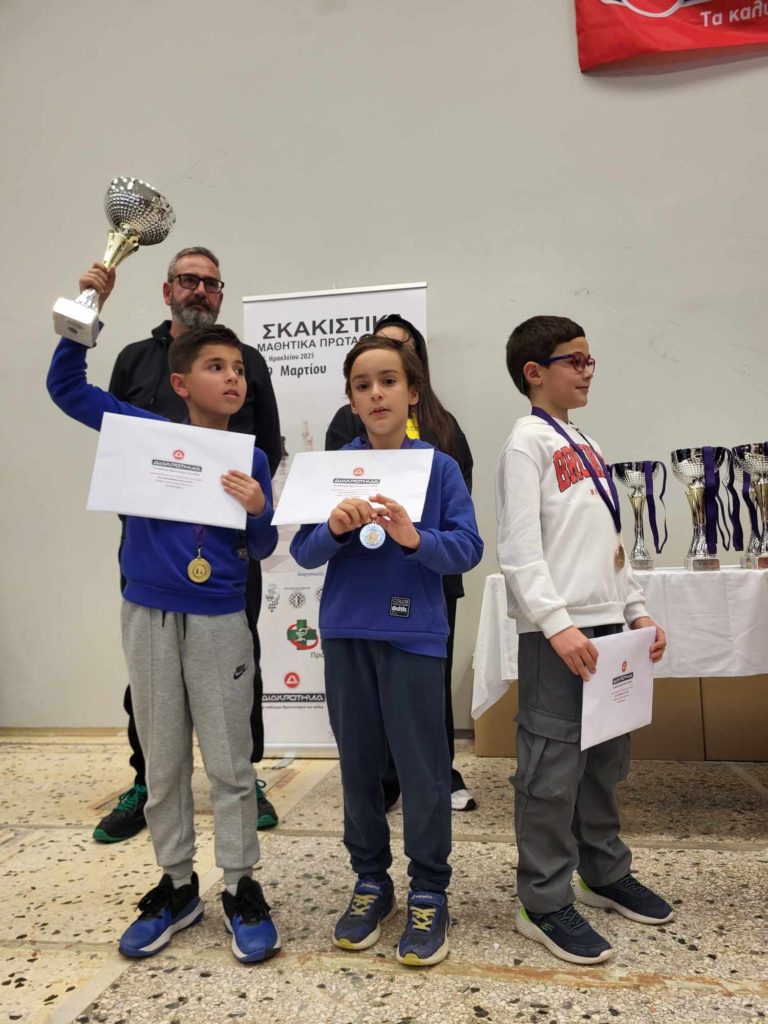 Σχολικοί μαθητικοί αγώνες σκάκι ΠΕ Ηρακλείου 2025 βραβεύσεις Σκακιστική Ακαδημία Ηρακλείου Κίνηση Ματ